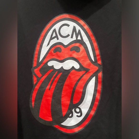 Rolling Stones X AC Milan Black Hoodie Men’s Small Official Collab Rare - Picture 4 of 7